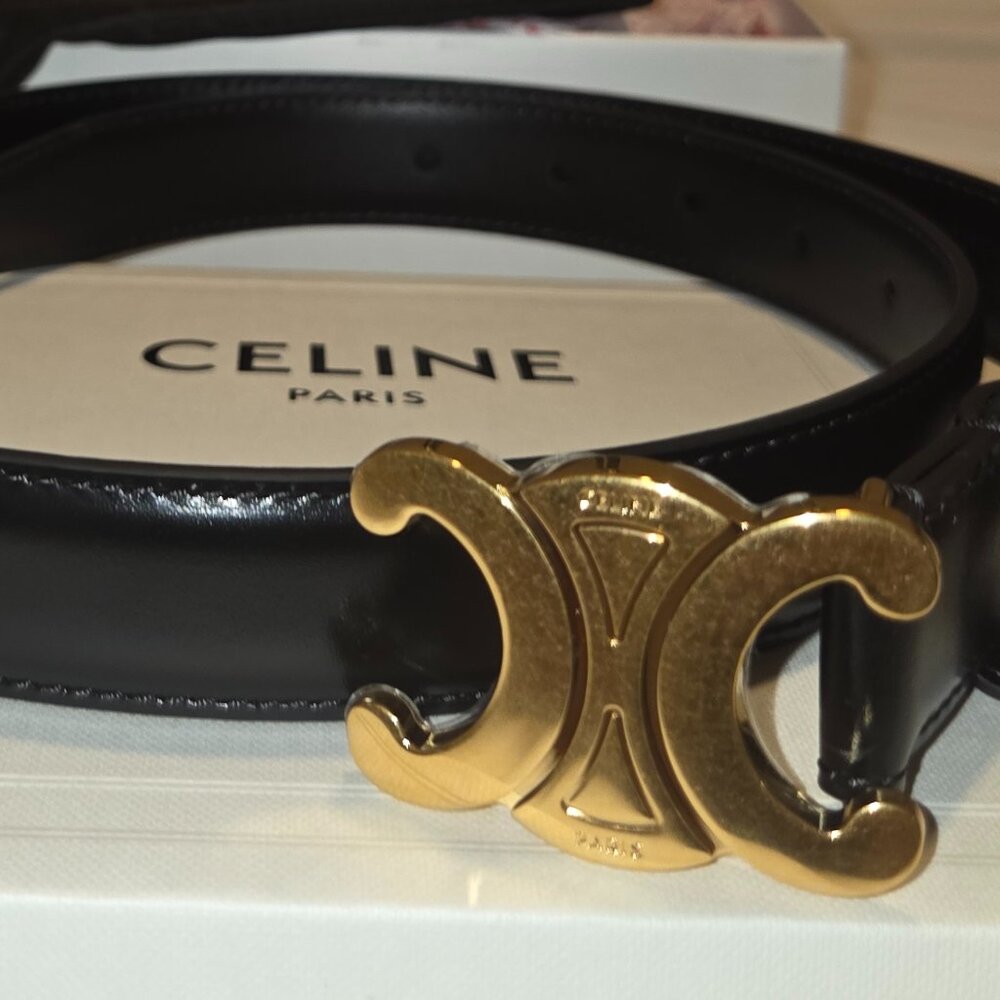 Celine Medium 25MM Triomphe Belt In Taurillon Leather - Size 75 BNIB
